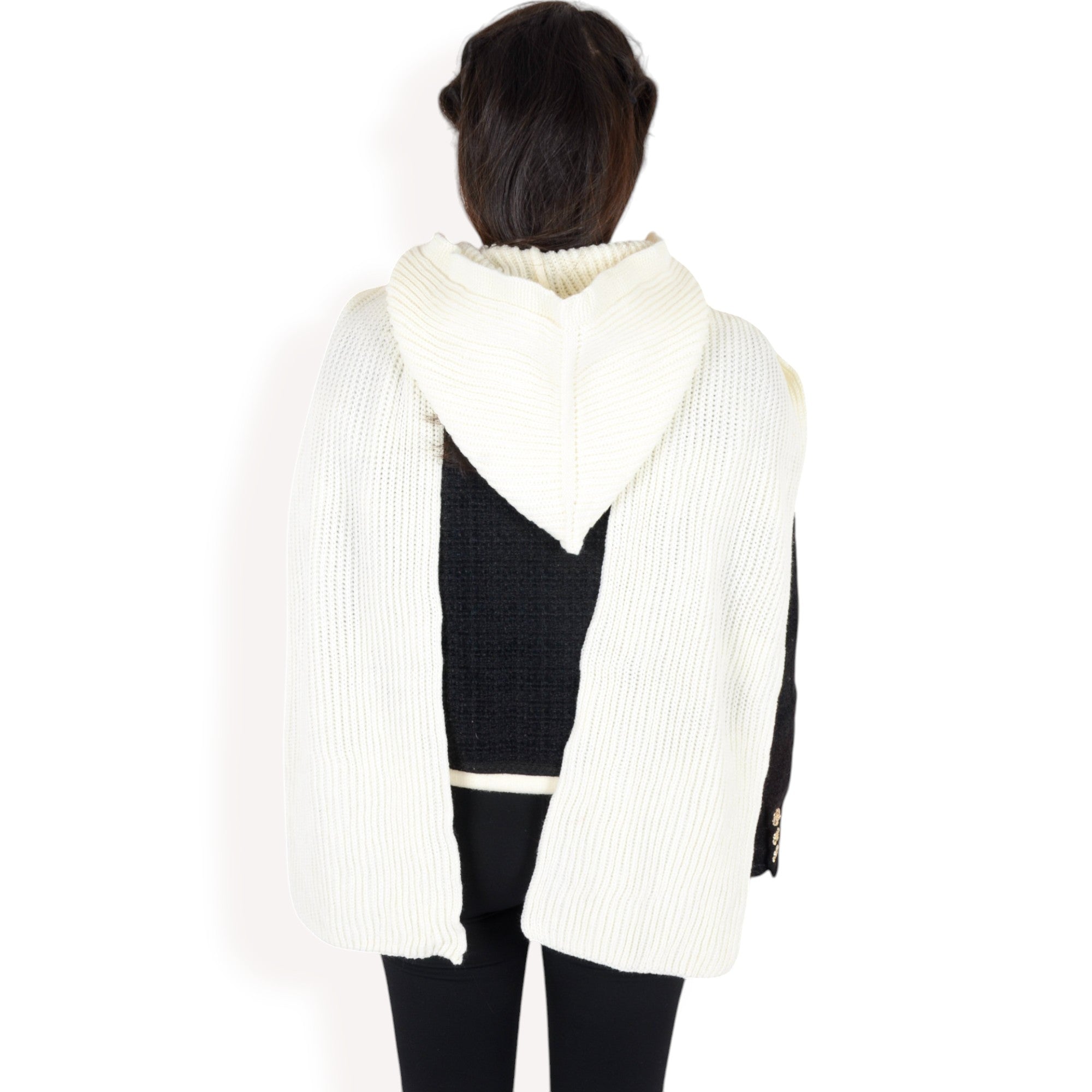 Anna-Kaci Women's Knitted Hooded Scarf with Versatile Design and Warm Ribbed Texture for Stylish Comfort and Winter Protection