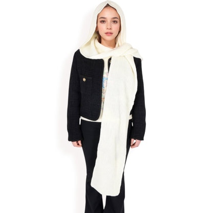 Anna-Kaci Women's Knitted Hooded Scarf with Versatile Design and Warm Ribbed Texture for Stylish Comfort and Winter Protection