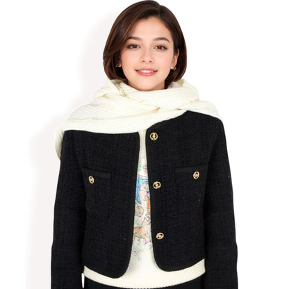 Anna-Kaci Women's Knitted Hooded Scarf with Versatile Design and Warm Ribbed Texture for Stylish Comfort and Winter Protection