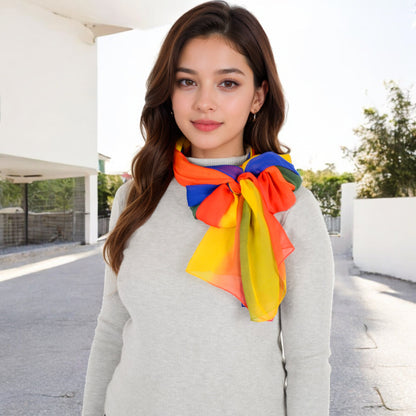 Anna-Kaci Women's Lightweight Gradient Chiffon Scarves with Flowing Ruffled Edges in Vibrant Multi-Color Designs