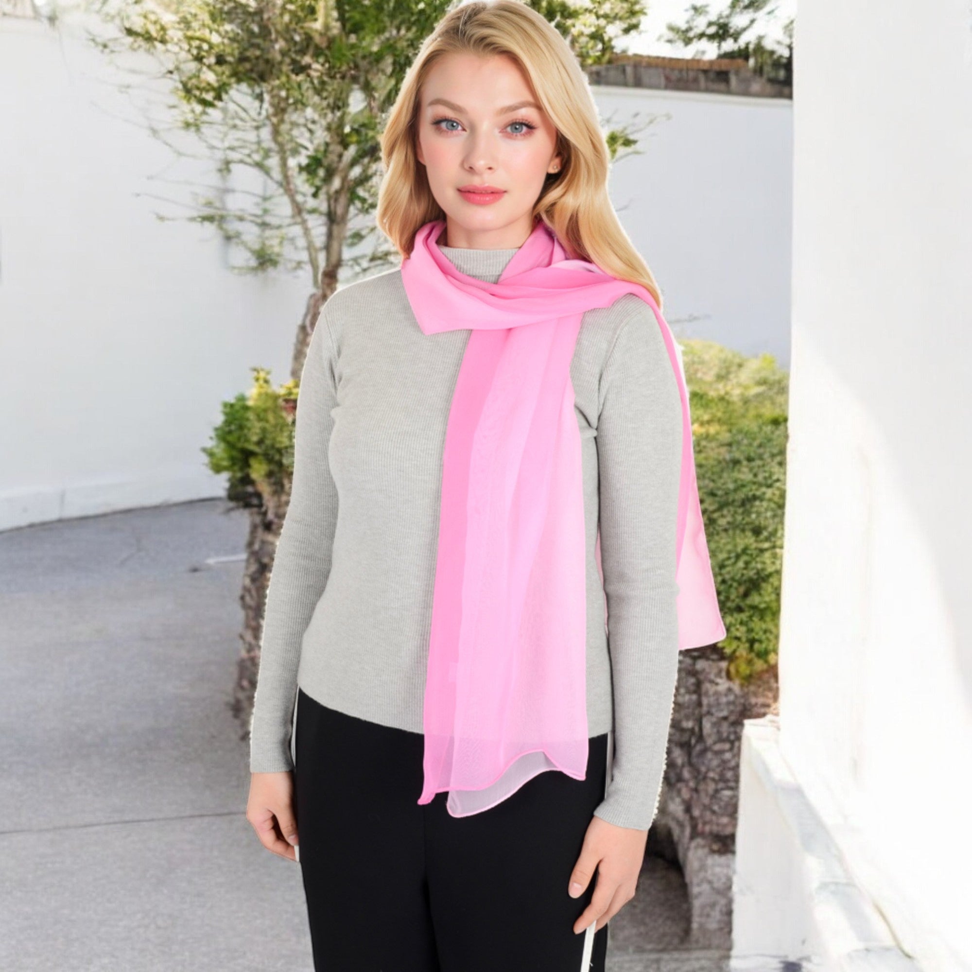 Anna-Kaci Women's Lightweight Gradient Chiffon Scarves with Flowing Ruffled Edges in Vibrant Multi-Color Designs