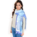 Anna-Kaci Women's Elegant Floral Satin Scarf with Vibrant Blue and Lavender Tones for Chic and Versatile Styling