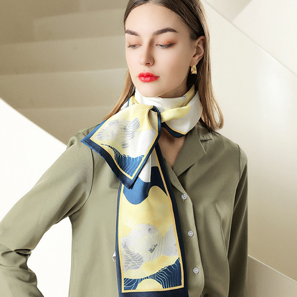 Anna-Kaci Women's Silky Rectangular Neck Scarf with Abstract Print Border Design for Versatile Styling