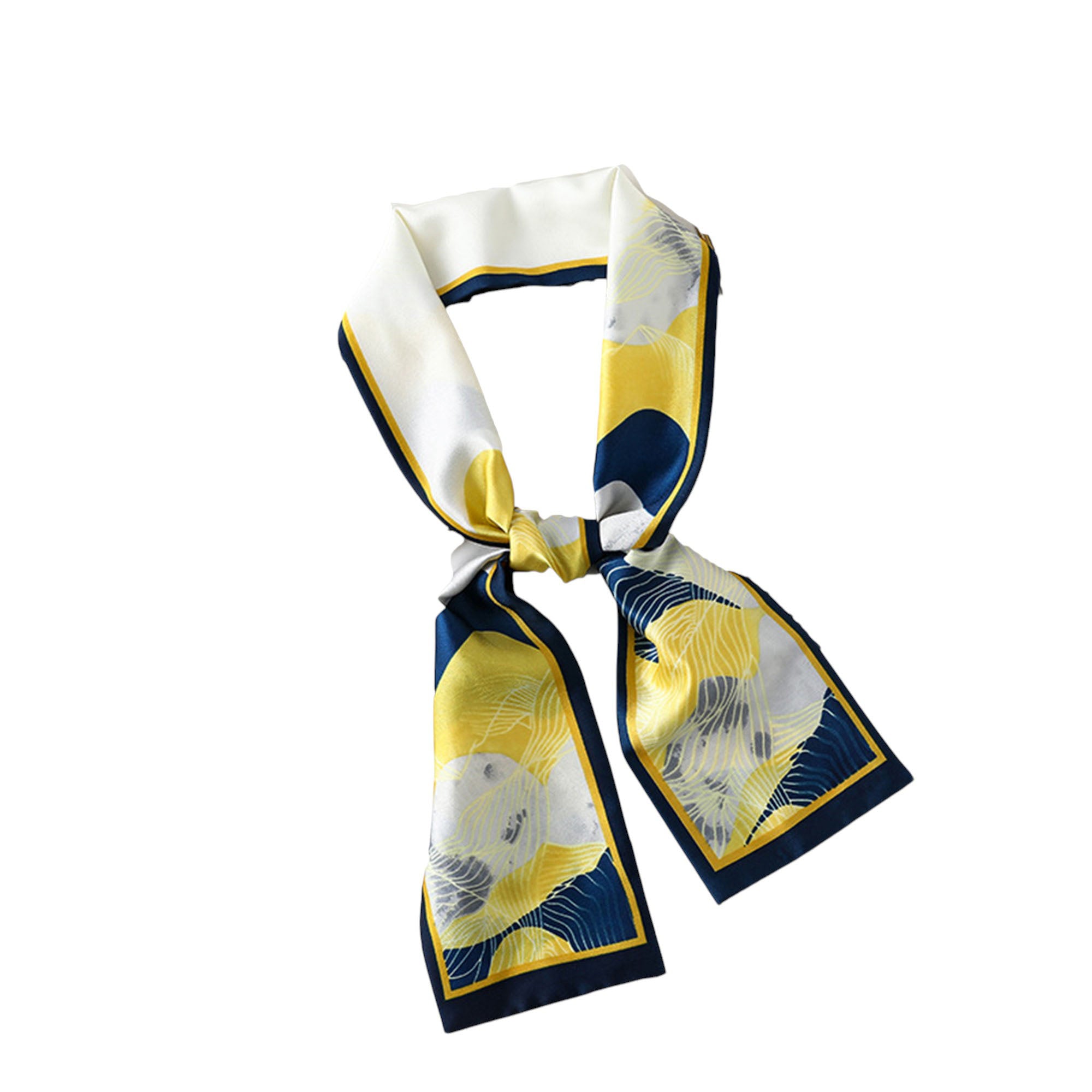 Anna-Kaci Women's Silky Rectangular Neck Scarf with Abstract Print Border Design for Versatile Styling