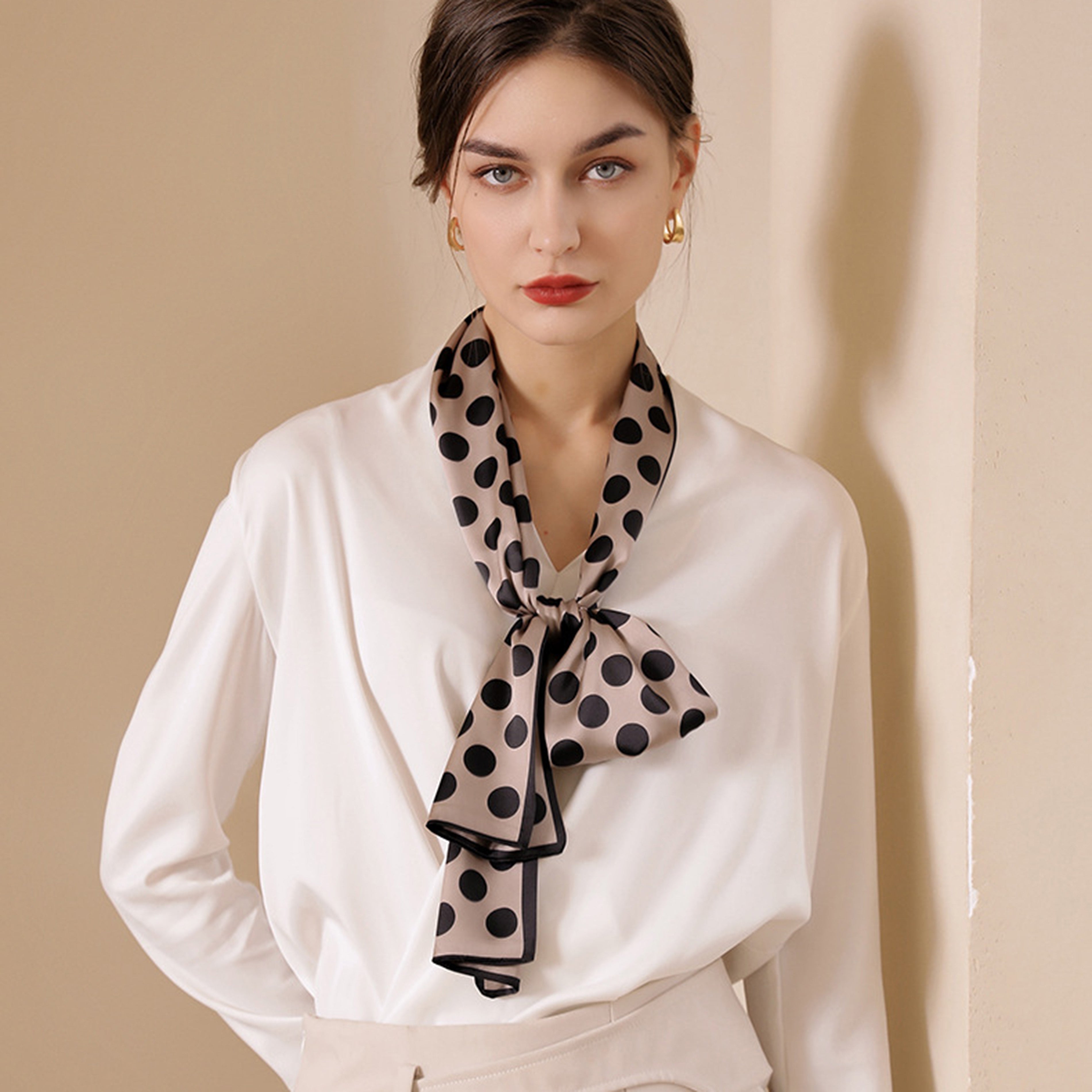Anna-Kaci Women's Silky Rectangular Neck Scarf with Abstract Print Border Design for Versatile Styling