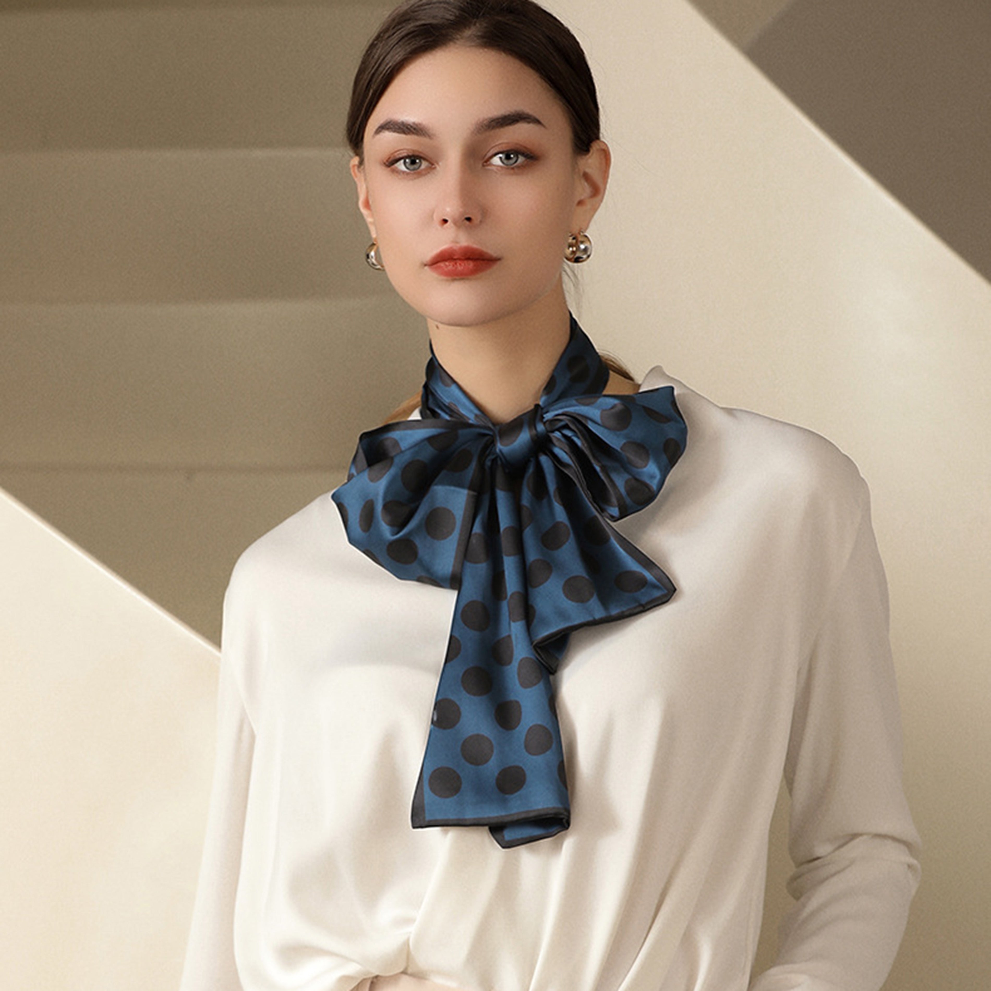 Anna-Kaci Women's Silky Rectangular Neck Scarf with Abstract Print Border Design for Versatile Styling