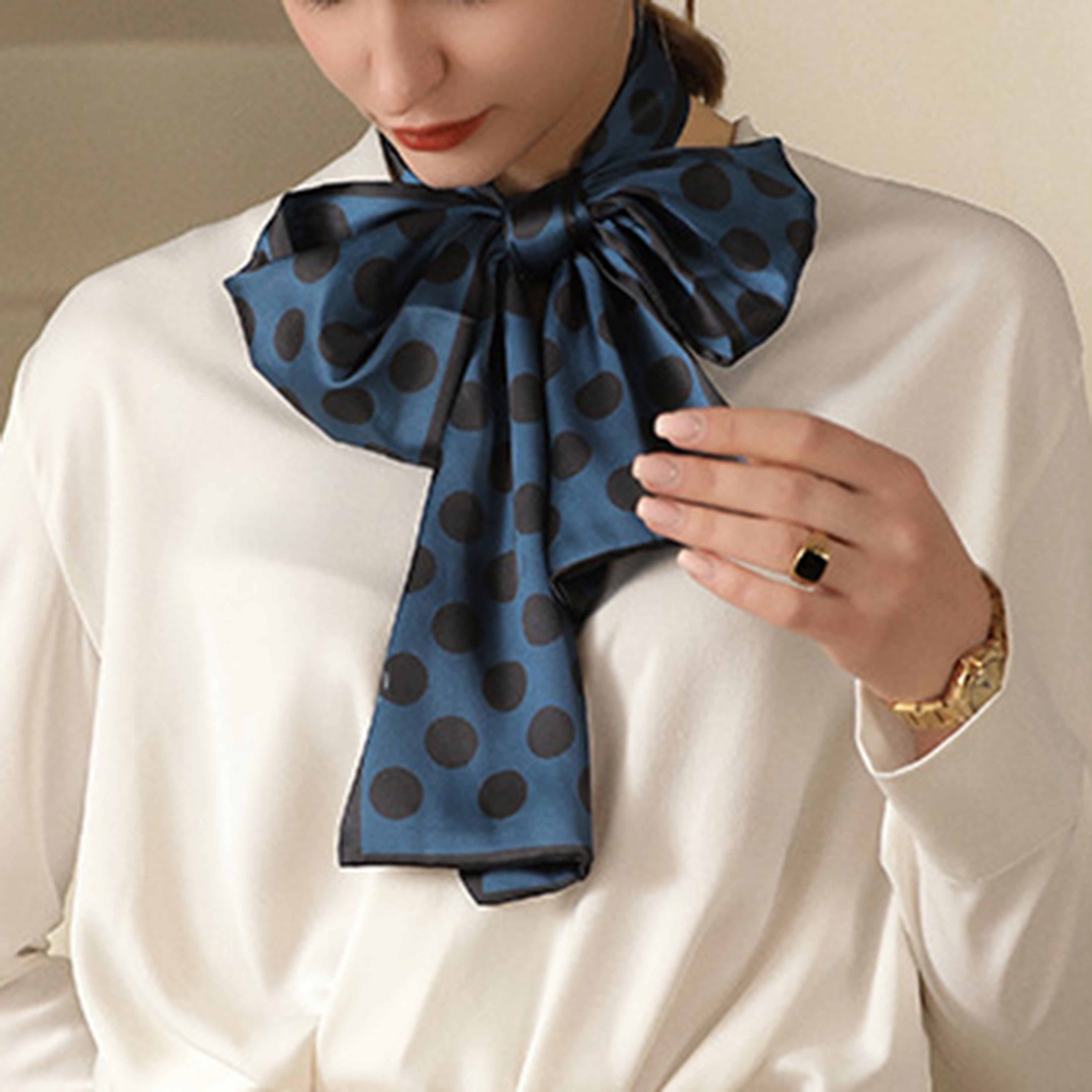 Anna-Kaci Women's Silky Rectangular Neck Scarf with Abstract Print Border Design for Versatile Styling