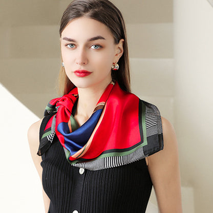 Anna-Kaci Women's Colorful Boho Patterned Satin Scarf with Abstract Print for Neck Hair or Handbag Accent