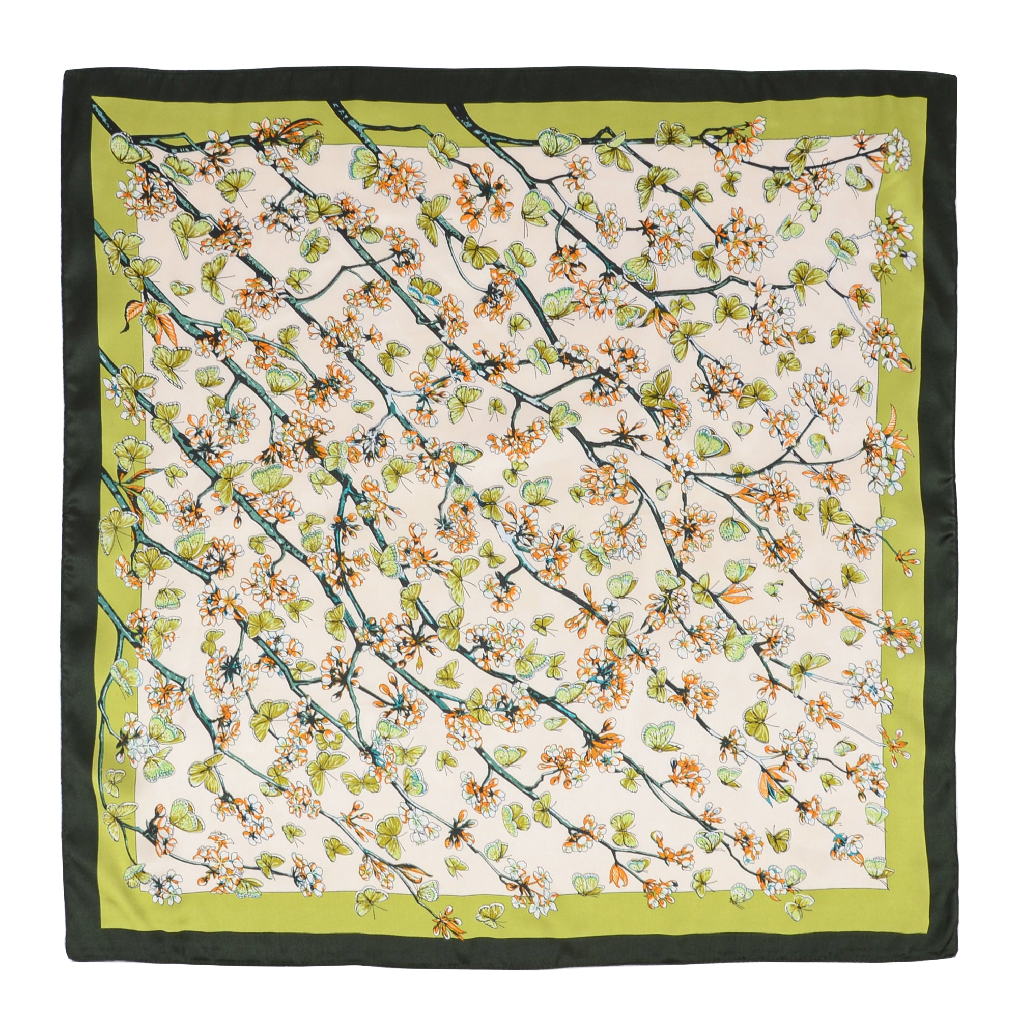 Anna-Kaci Womens Floral Print Square Scarf Lightweight Satin Versatile Styling Fashion Accessory