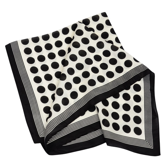 Anna-Kaci Fashion Satin Silk Scarf with Polka Dot and Floral Patterns Versatile Accessory - 27.5IN¡Á27.5IN