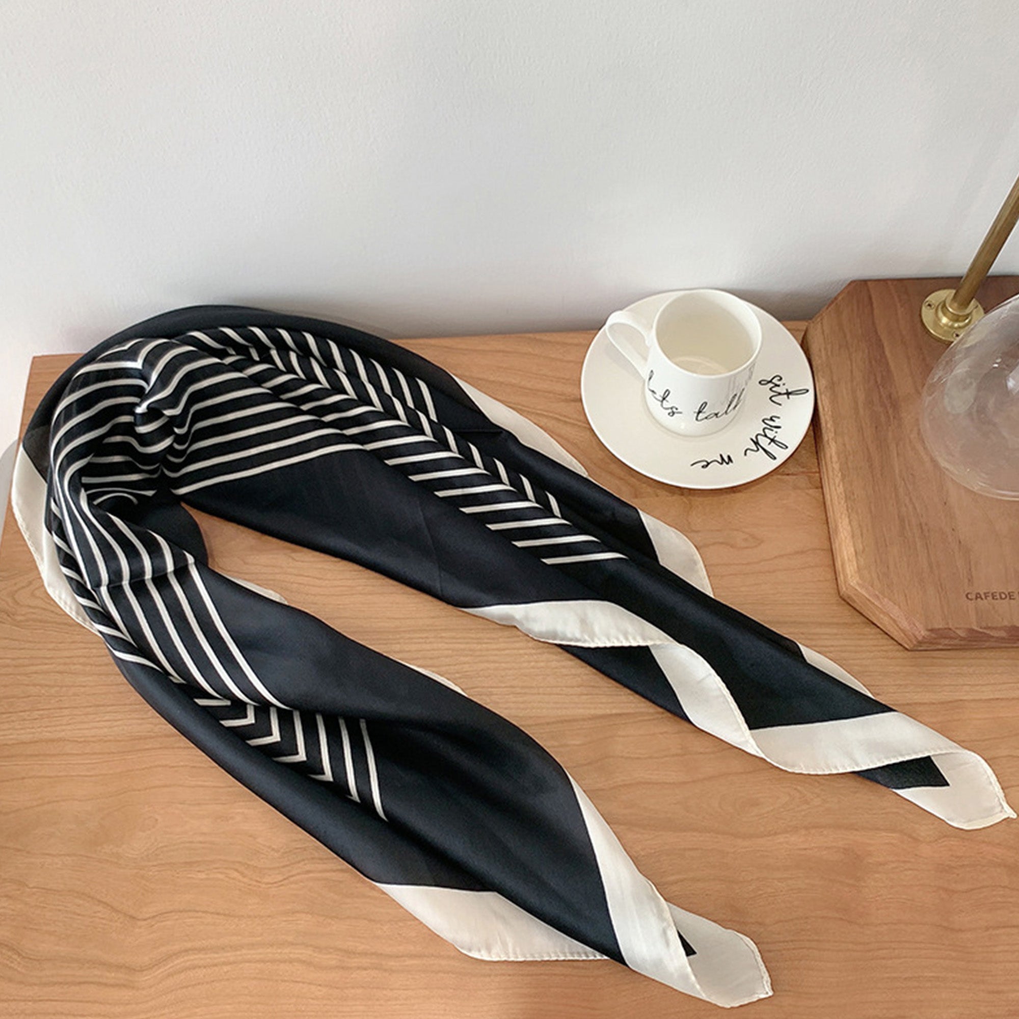 Anna-Kaci Womens Square Scarf Geometric Stripe Design Lightweight Versatile Fashion Accessory