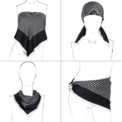 Anna-Kaci Women's Classic Striped Satin Square Scarf for Neck Hair Bag Decoration - 27.5IN¡Á27.5IN