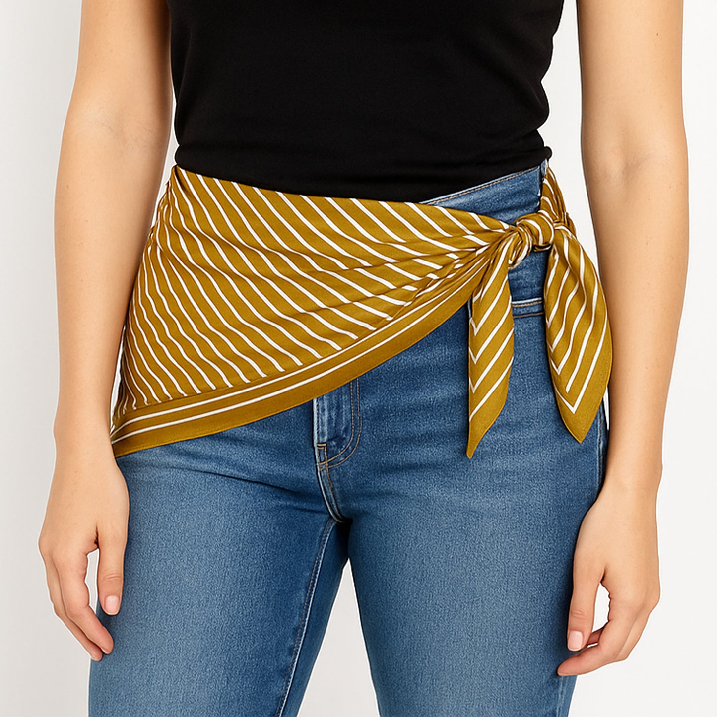 Anna-Kaci Women's Classic Striped Satin Square Scarf for Neck Hair Bag Decoration - 27.5IN¡Á27.5IN