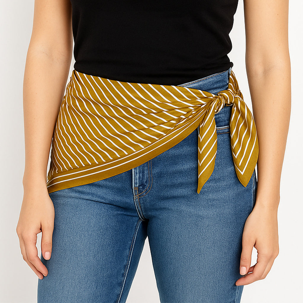 Anna-Kaci Womens Square Scarf Geometric Stripe Design Lightweight Versatile Fashion Accessory