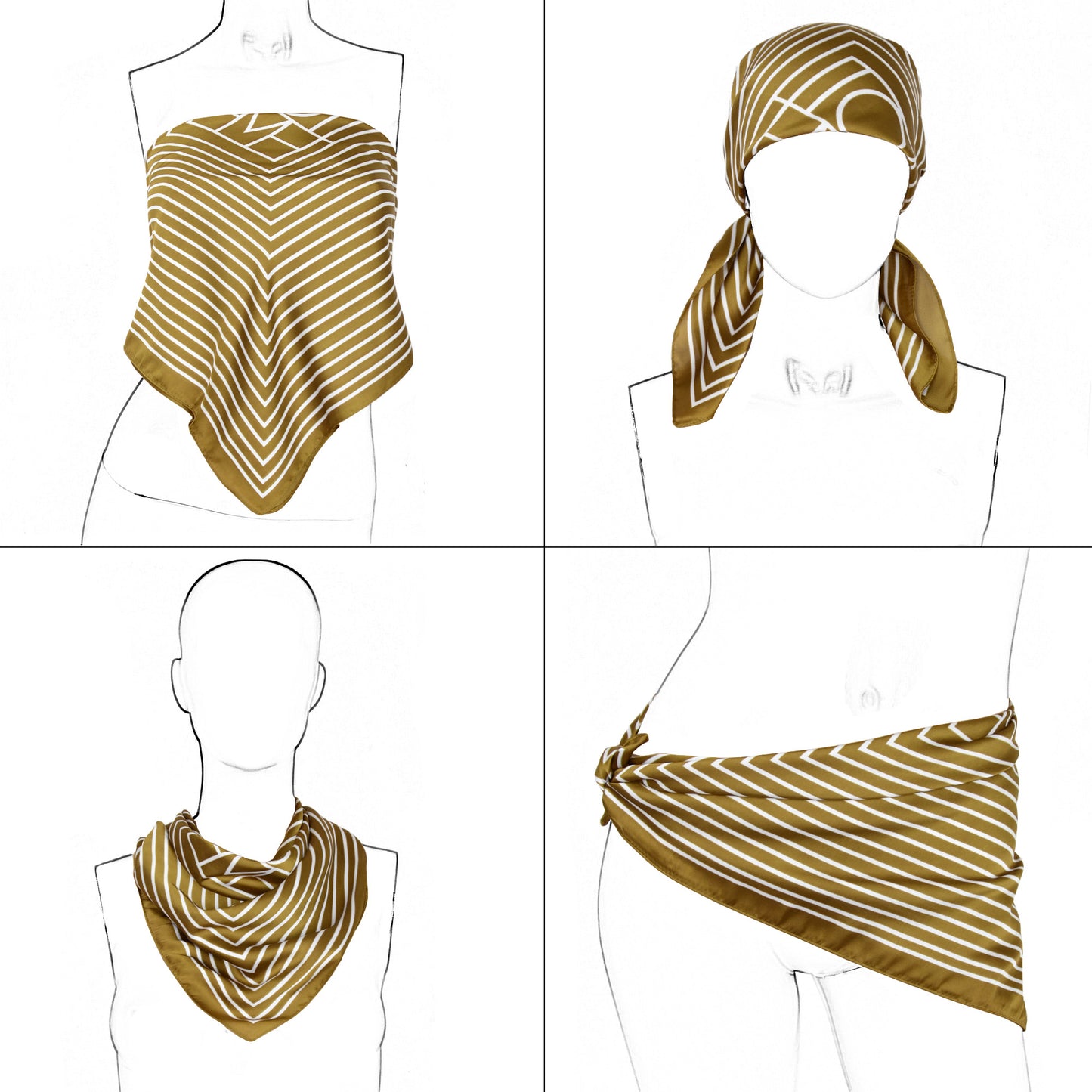 Anna-Kaci Women's Classic Striped Satin Square Scarf for Neck Hair Bag Decoration - 27.5IN¡Á27.5IN