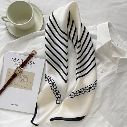 Anna-Kaci Women's Classic Striped Satin Square Scarf for Neck Hair Bag Decoration - 27.5IN¡Á27.5IN