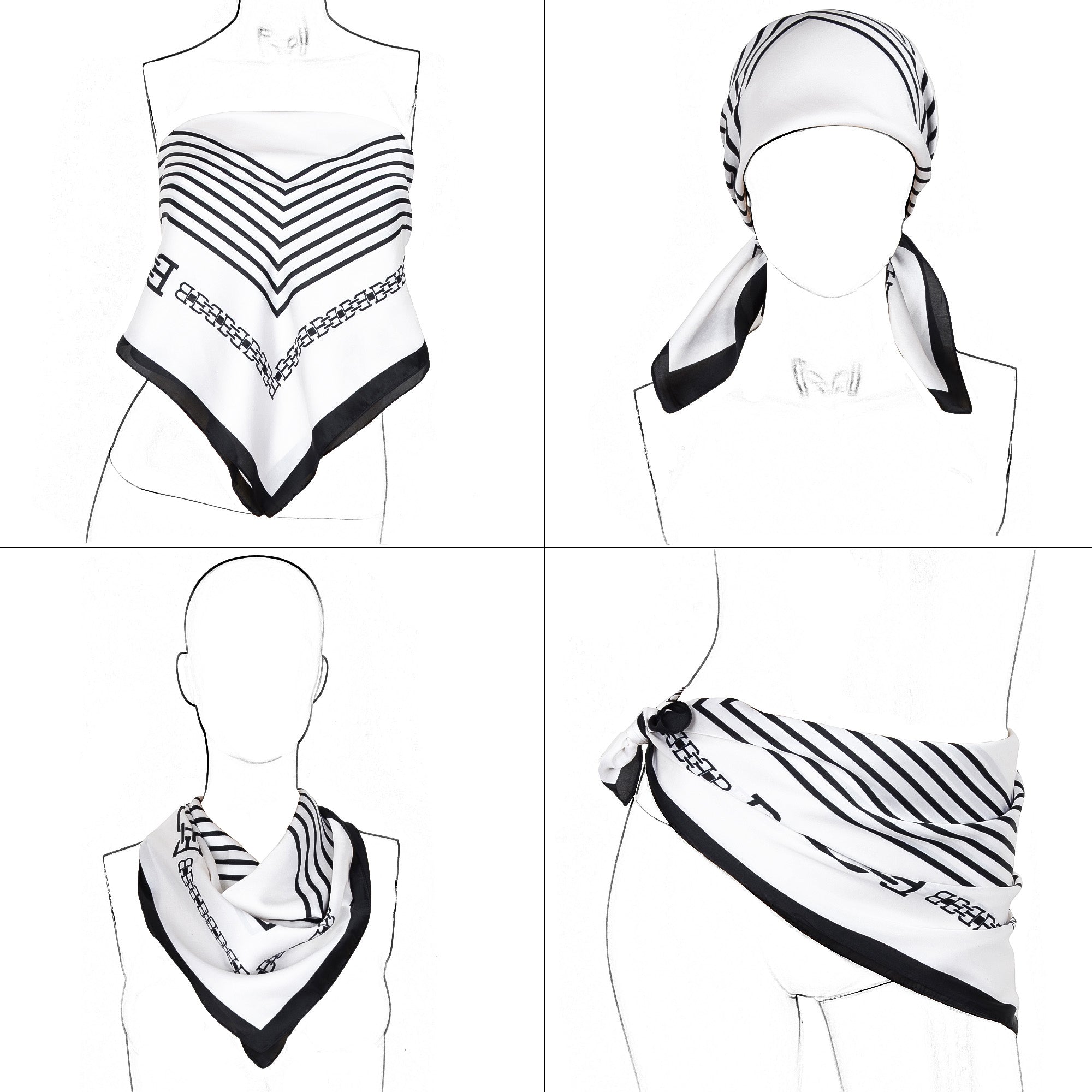 Anna-Kaci Womens Square Scarf Geometric Stripe Design Lightweight Versatile Fashion Accessory