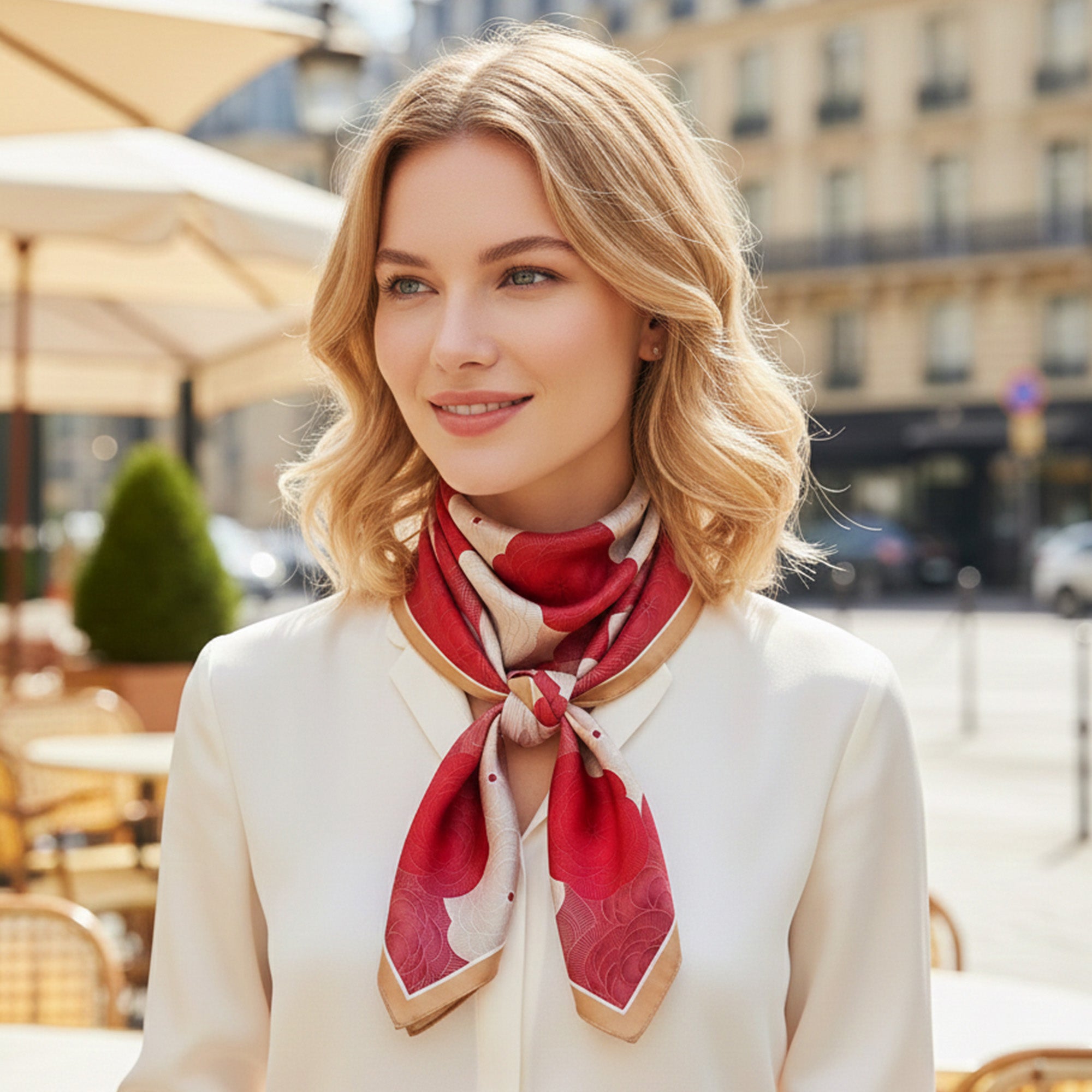 Anna-Kaci Womens Floral Print Lightweight Stain Square Scarf for Neck Hair Handbag Styling