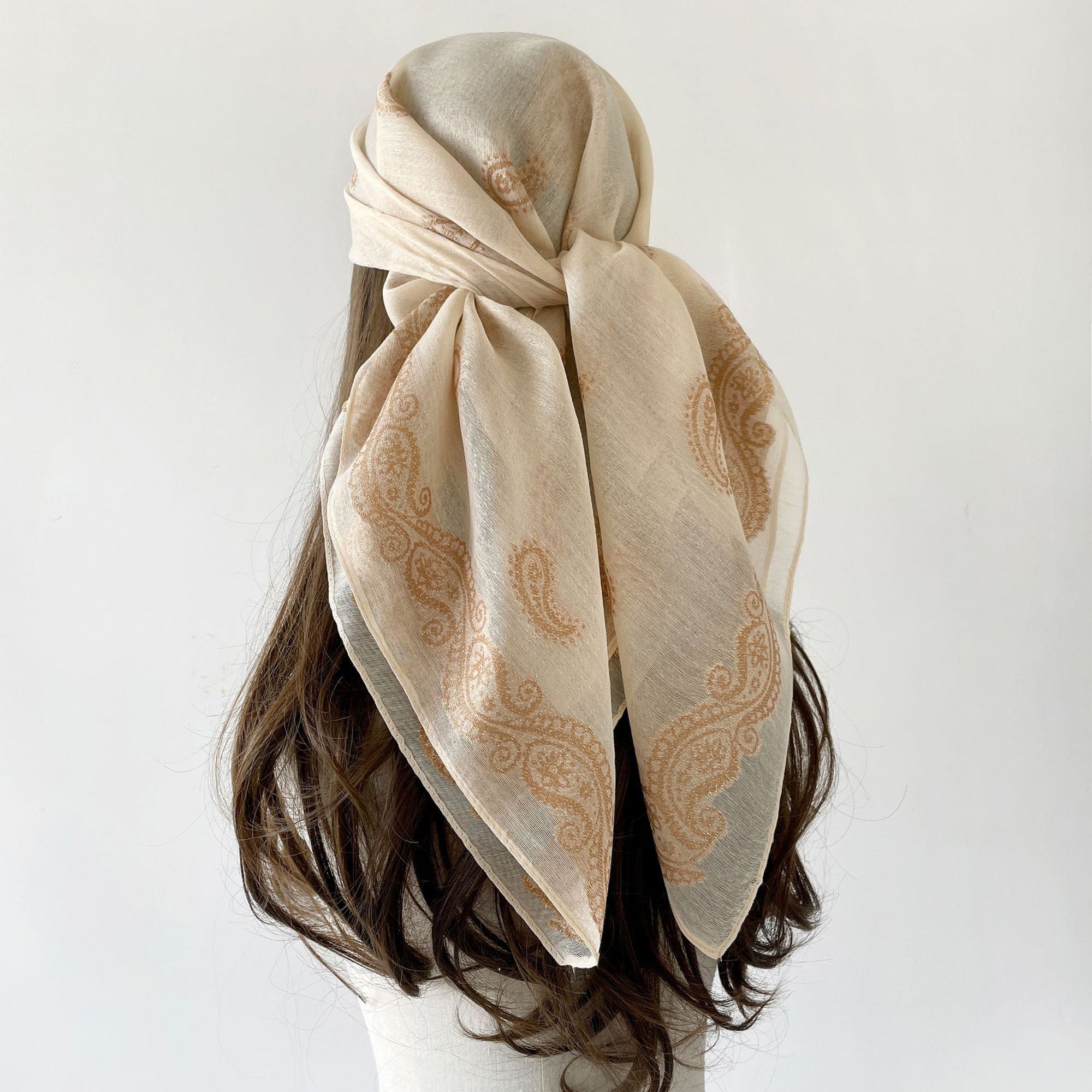 Anna-Kaci Vintage Jacquard Square Scarf Elegant Retro Floral Pattern Headscarf Shawl Wrap - 35.4IN¡Á35.4IN
