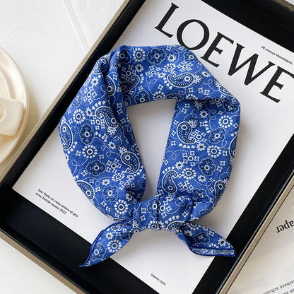 Anna-Kaci Women's Cotton Square Scarf with Floral and Paisley Print for Neck Hair and Handbag Styling - 22.8IN¡Á22.8IN