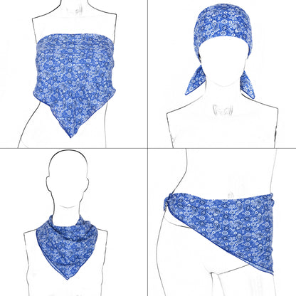 Anna-Kaci Women's Cotton Square Scarf with Floral and Paisley Print for Neck Hair and Handbag Styling - 22.8IN¡Á22.8IN