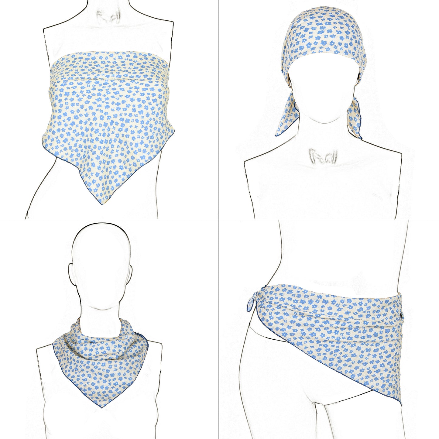 Anna-Kaci Women's Cotton Square Scarf with Floral and Paisley Print for Neck Hair and Handbag Styling - 22.8IN¡Á22.8IN