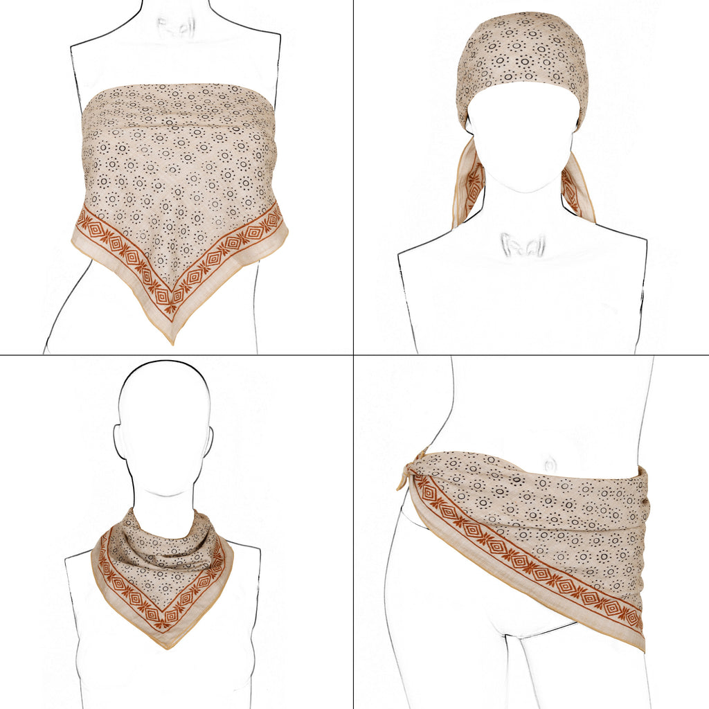 Anna-Kaci Cotton Square Neck Scarf Printed Four Seasons Versatile Fashion Accessory - 22.8IN¡Á22.8IN