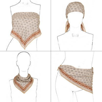 Anna-Kaci Cotton Square Neck Scarf Printed Four Seasons Versatile Fashion Accessory - 22.8IN¡Á22.8IN