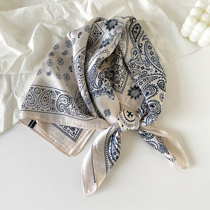 Anna-Kaci Satin Scarf Premium Cashew Print Square Print Neck Head Bag Accessory - 27.5IN¡Á27.5IN