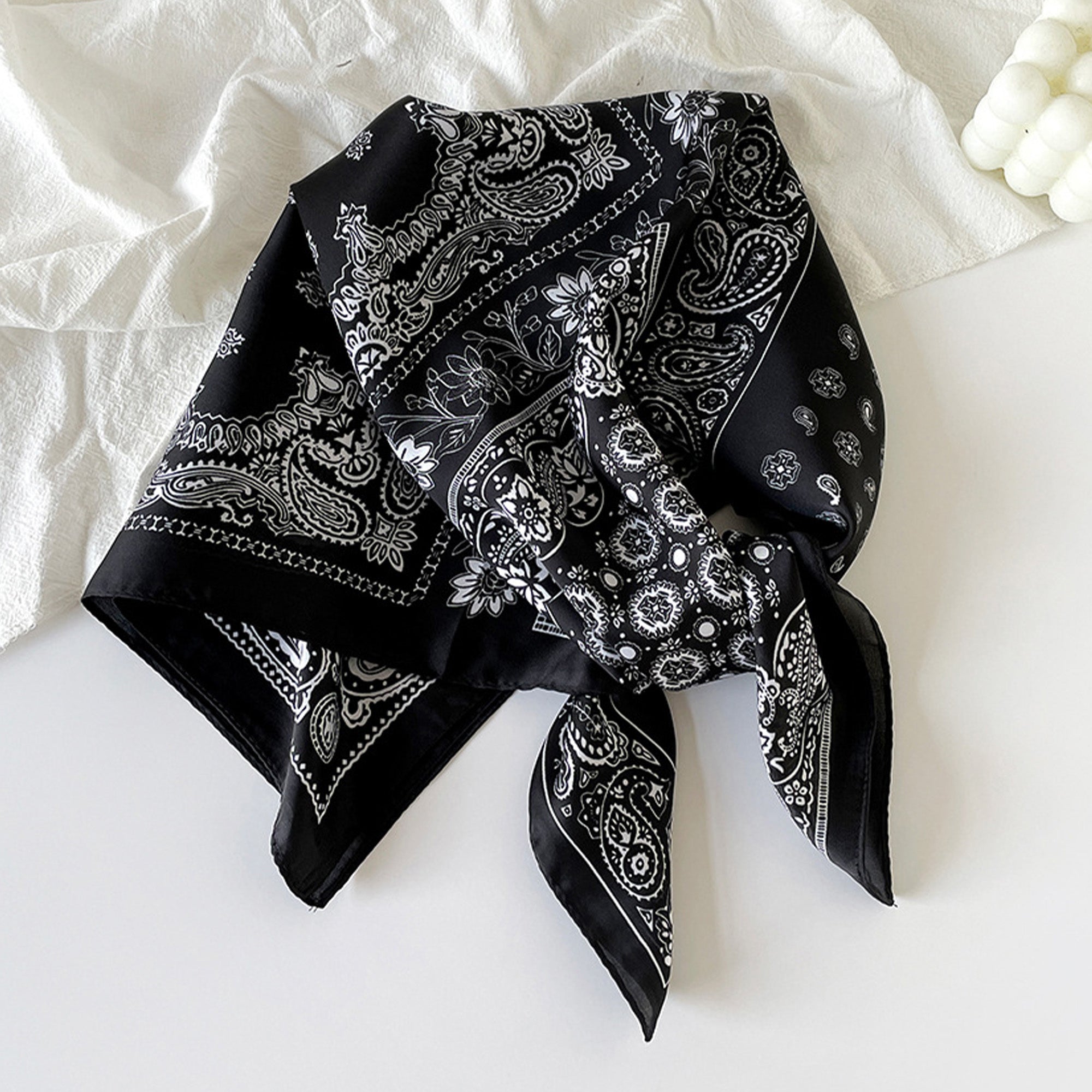 Anna-Kaci Satin Scarf Premium Cashew Print Square Print Neck Head Bag Accessory - 27.5IN¡Á27.5IN