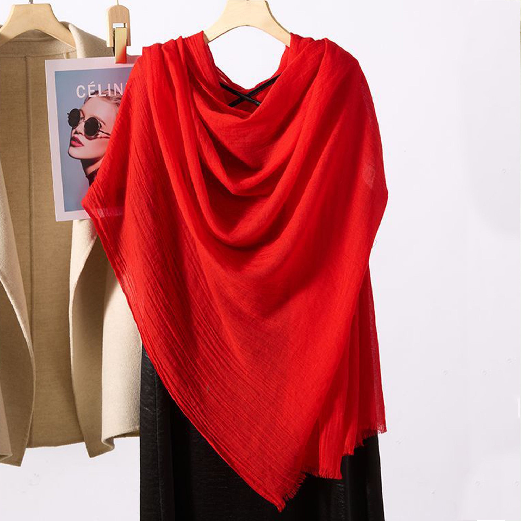 Anna-Kaci Women's Oversized Solid Color Scarf Lightweight Soft Wrap Shawl for Travel Casual Wear and Layering - 74.8IN¡Á39.4IN