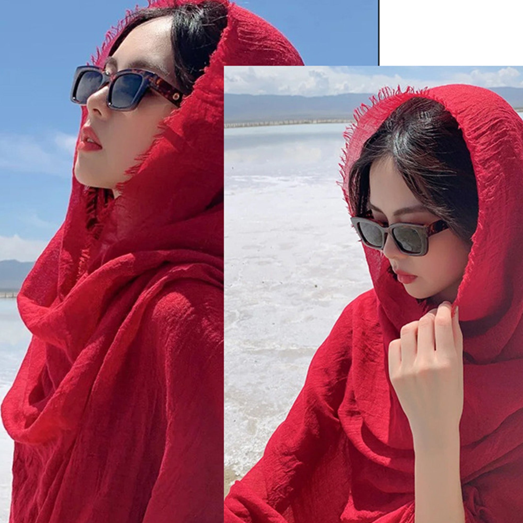 Anna-Kaci Women's Oversized Solid Color Scarf Lightweight Soft Wrap Shawl for Travel Casual Wear and Layering - 74.8IN¡Á39.4IN