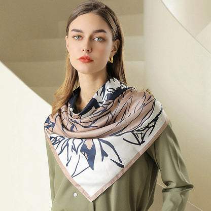Anna-Kaci Women's Floral Print Square Scarf with Soft Silky Fabric Lightweight Accessory for Layering and Styling
