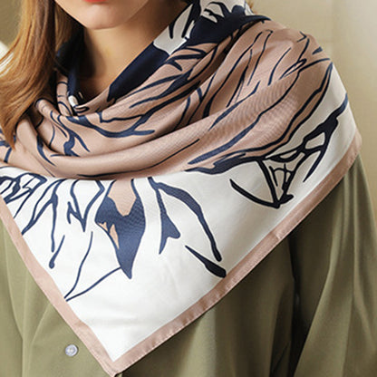 Anna-Kaci Women's Floral Print Square Scarf with Soft Silky Fabric Lightweight Accessory for Layering and Styling