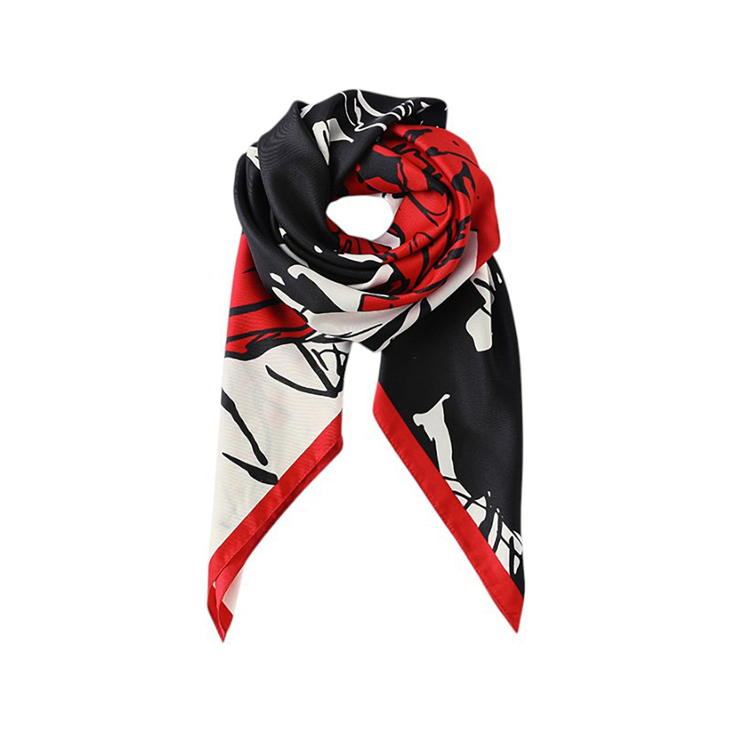 Anna-Kaci Women's Floral Print Square Scarf with Soft Silky Fabric Lightweight Accessory for Layering and Styling