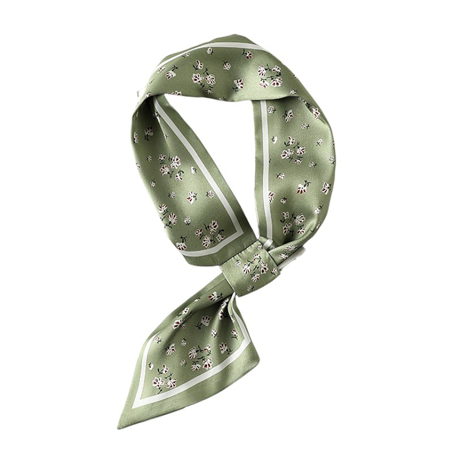 Anna-Kaci Women's Small Floral Print Silky Scarf with Lightweight Soft Fabric Versatile Square Neck and Hair Accessory