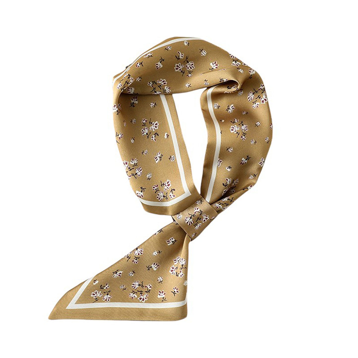 Anna-Kaci Women's Small Floral Print Silky Scarf with Lightweight Soft Fabric Versatile Square Neck and Hair Accessory
