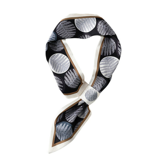 Anna-Kaci Women's Leaf Print Silky Scarf with Lightweight Fabric Modern Square Design and Smooth Finish