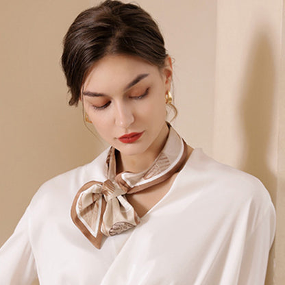 Anna-Kaci Women's Leaf Print Silky Scarf with Lightweight Fabric Modern Square Design and Smooth Finish