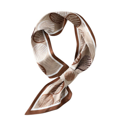 Anna-Kaci Women's Leaf Print Silky Scarf with Lightweight Fabric Modern Square Design and Smooth Finish