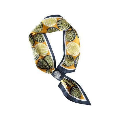 Anna-Kaci Women's Leaf Print Silky Scarf with Lightweight Fabric Modern Square Design and Smooth Finish