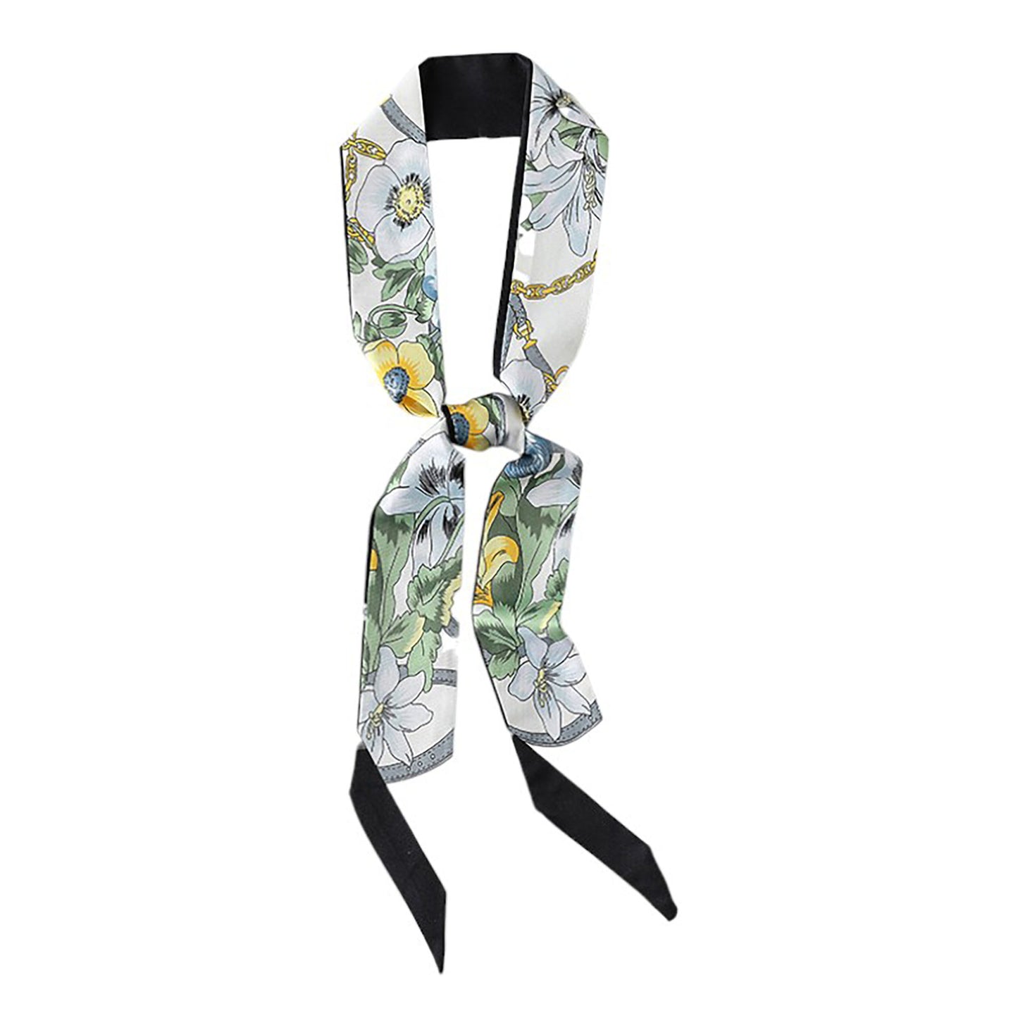 Anna-Kaci Women's Floral Print Silky Scarf with Lightweight Soft Fabric Versatile Square Neck and Hair Accessory