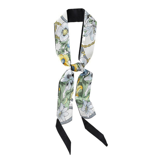 Anna-Kaci Women's Floral Print Silky Scarf with Lightweight Soft Fabric Versatile Square Neck and Hair Accessory