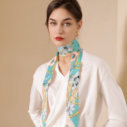 Anna-Kaci Women's Floral Print Silky Scarf with Lightweight Soft Fabric Versatile Square Neck and Hair Accessory