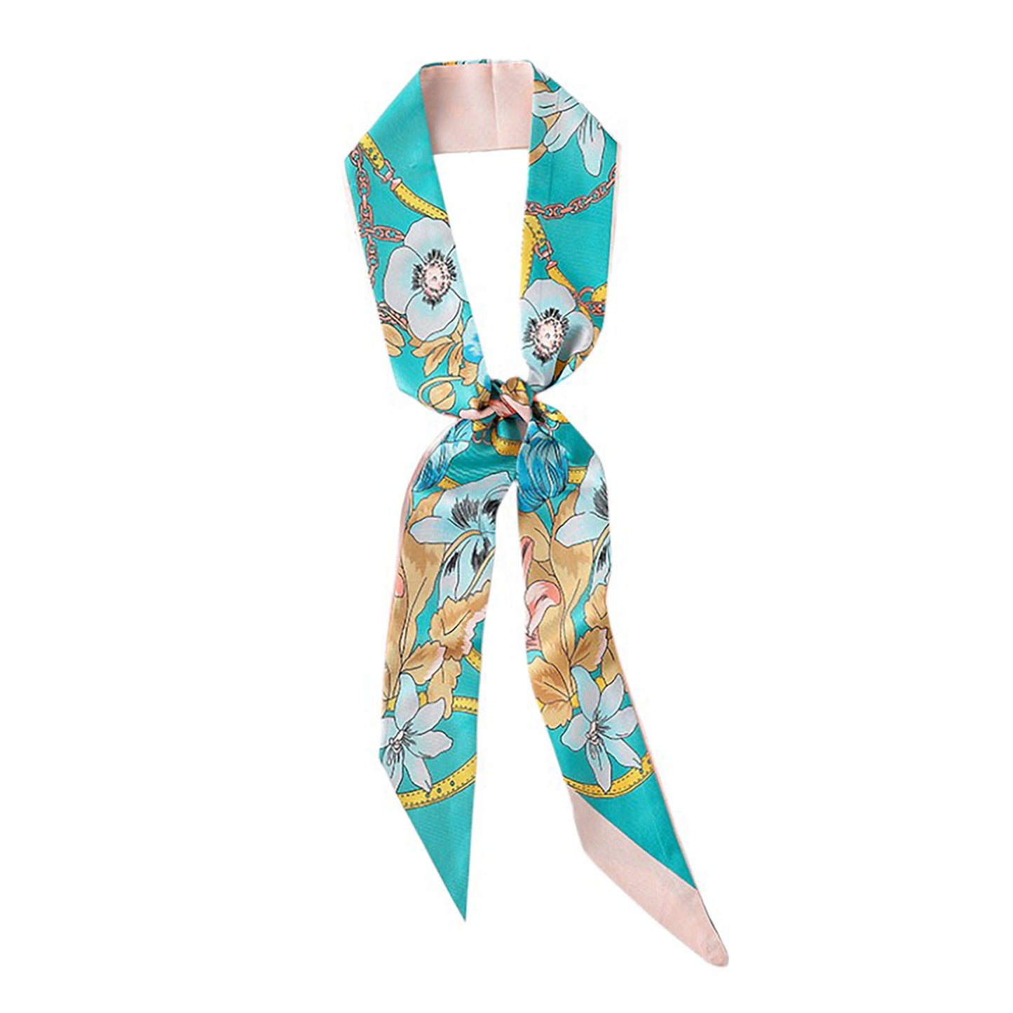 Anna-Kaci Women's Floral Print Silky Scarf with Lightweight Soft Fabric Versatile Square Neck and Hair Accessory