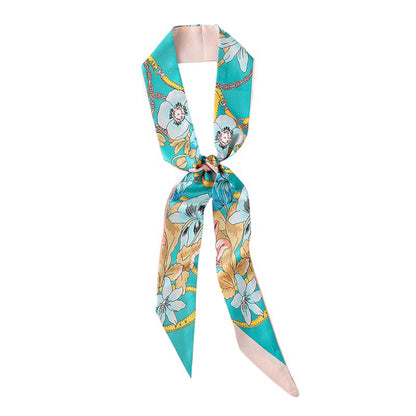 Anna-Kaci Women's Floral Print Silky Scarf with Lightweight Soft Fabric Versatile Square Neck and Hair Accessory