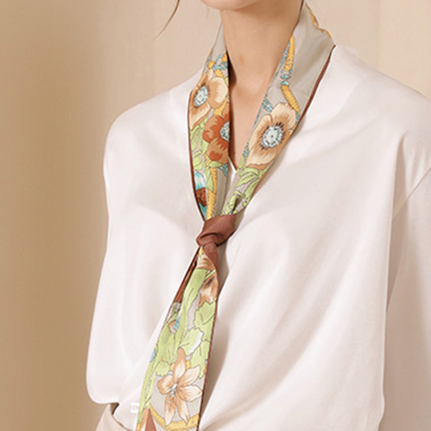 Anna-Kaci Women's Floral Print Silky Scarf with Lightweight Soft Fabric Versatile Square Neck and Hair Accessory