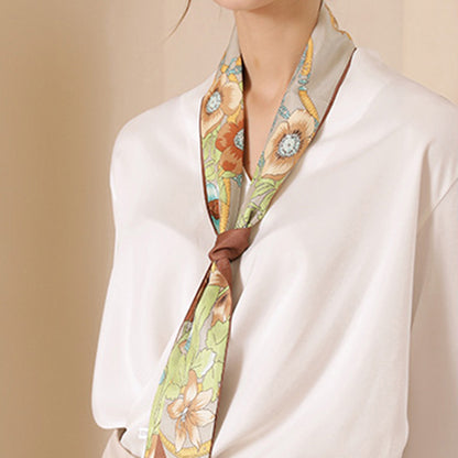 Anna-Kaci Women's Floral Print Silky Scarf with Lightweight Soft Fabric Versatile Square Neck and Hair Accessory