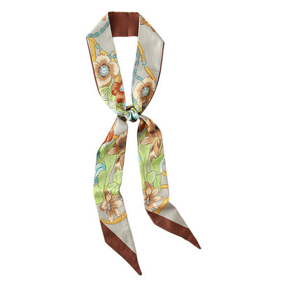 Anna-Kaci Women's Floral Print Silky Scarf with Lightweight Soft Fabric Versatile Square Neck and Hair Accessory