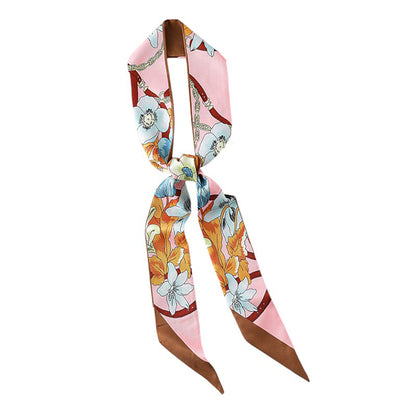 Anna-Kaci Women's Floral Print Silky Scarf with Lightweight Soft Fabric Versatile Square Neck and Hair Accessory